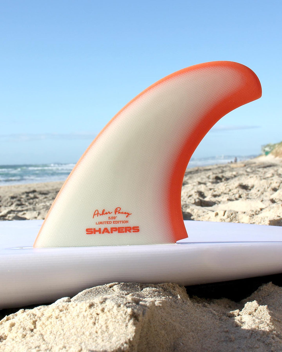 Shapers Fins - AP 5.59" (Futures) Asher Pacey Twin Fins + Trailer - Orange